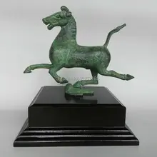 Home Decoration Chinese Antique Bronze Green Copper Horse Stepped Swallow Lucky Statue Christmas Decor Crafts Sculpture