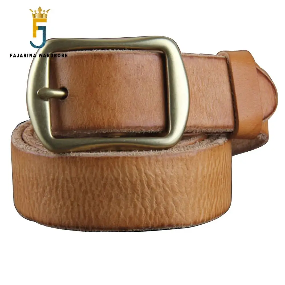 FAJARINA Retro Belts Female Model Genuine Leather Pure Cowhide All-match Narrow Jean Brass Buckle Ladies Belt 3cm Wide N17FJ099 hidup retro model top quality cowhide belt alloy pin buckles genuine leather belts jean accessories for men 10 years used nwj754