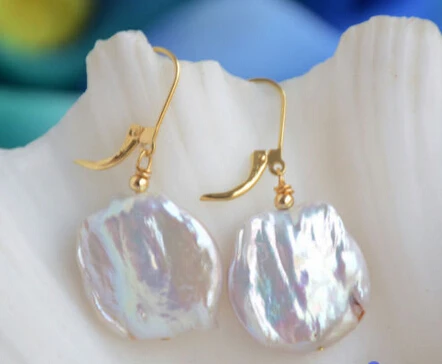 

FREE SHIPPING>>> free shipping 00202 white coin baroque keshi reborn pearl dangle earring