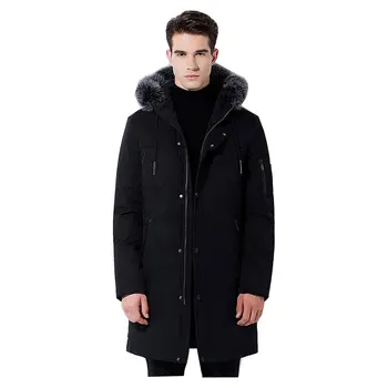

Winter Fur Hood Cotton Jackets Men Warm Thick Quality Long Coats Male Casual Winter Overcoat Parkas