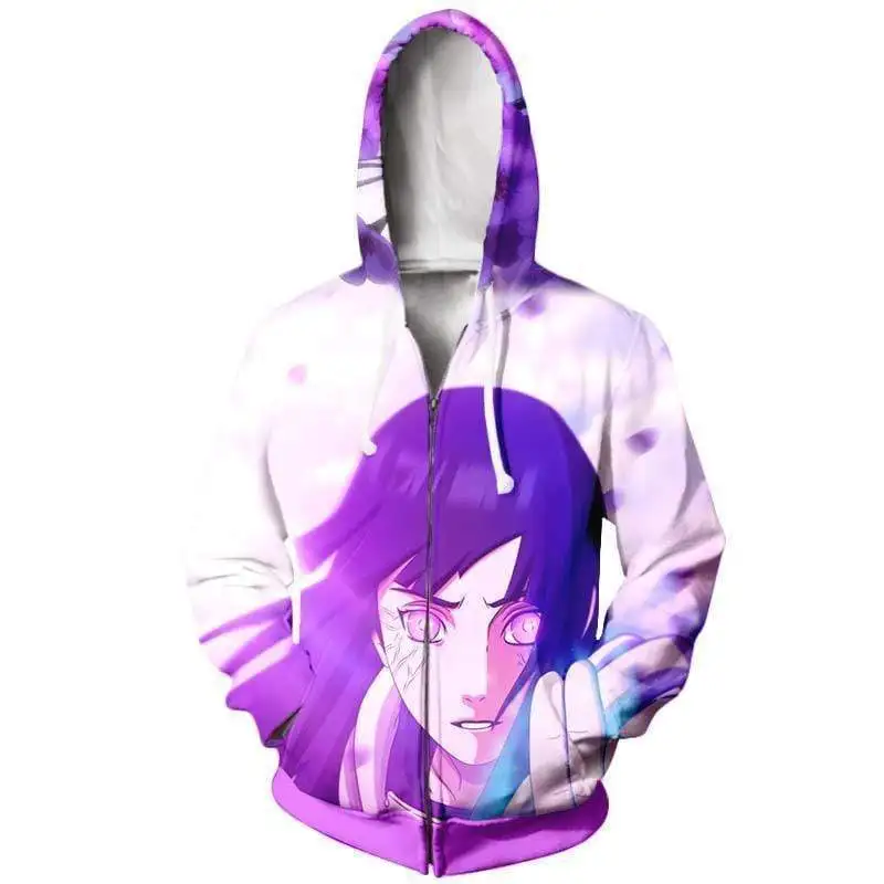 SOSHIRL Hinata Hyuga Hoodies Hipster Anime Purple Color Cool Hoody Tops Kawaii Cute Streetwear Pullovers Outfits