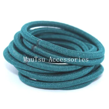 

50PCS 4mm Teal Elastic Ponytail Holders Hair Bandswith gluing connection,Elastic Hair Ties,circle length 16.0cm