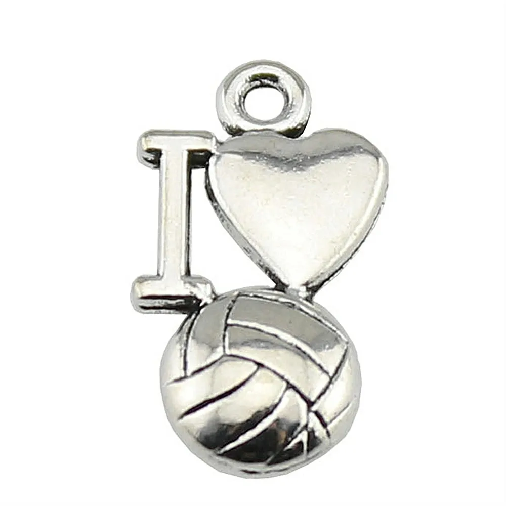 Buy 20pcs I Love Volleyball Charm For Jewelry Making I