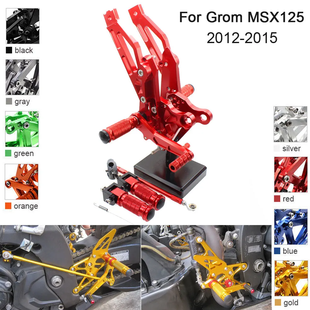 

CNC Aluminum Adjustable Rearsets Foot Pegs For Honda MSX125 2012 2013 2014 2015