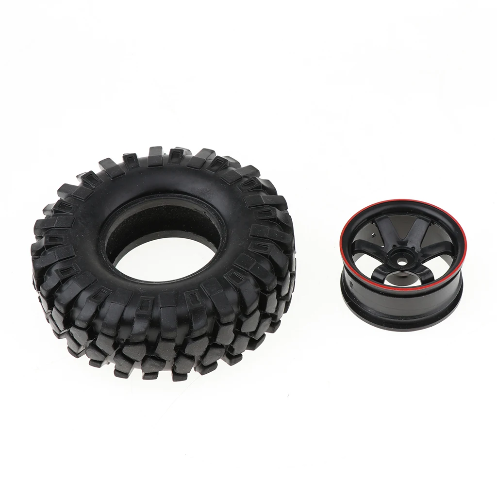 MagiDeal 1/10 Scale 108mm Dia Black Rubber Tire Tyres w/ Wheel Hex Rim Metal for Axial SCX10 D90 RC Crawlers Truck Parts
