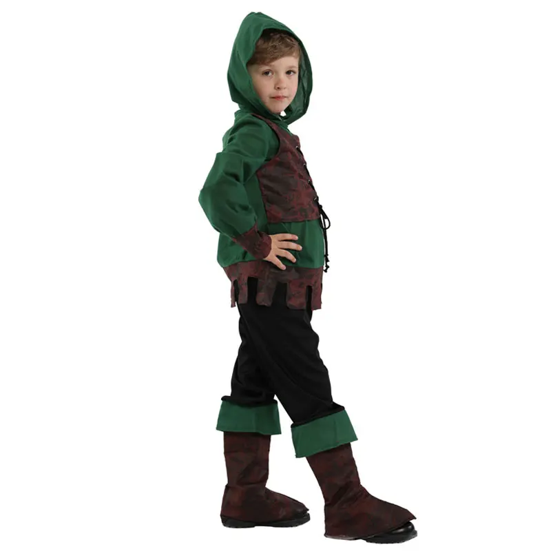 Koop Kids Kind Middeleeuwse Archer Hunter Robin Hood Kostuum Voor Jongens Halloween Purim Carnaval Party Mardi Gras Outfit Disfraces