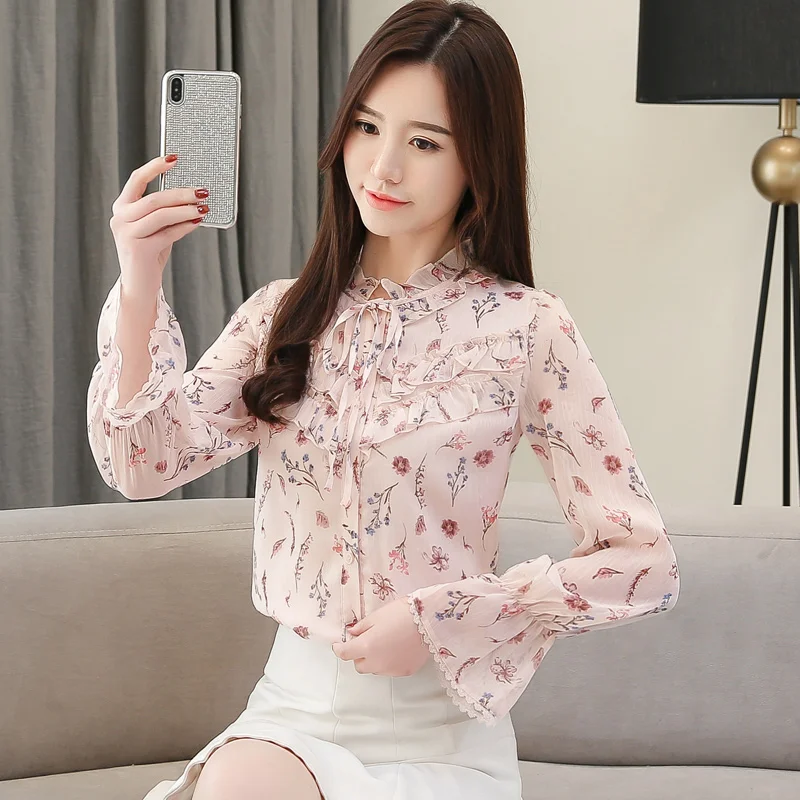 new look puff sleeve chiffon shirt dress in pink floral
