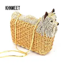 Классическая дизайнерская Роскошная вечерняя сумочка с кристаллами, женская вечерняя сумочка в виде собаки,, дамская сумка-клатч SC031