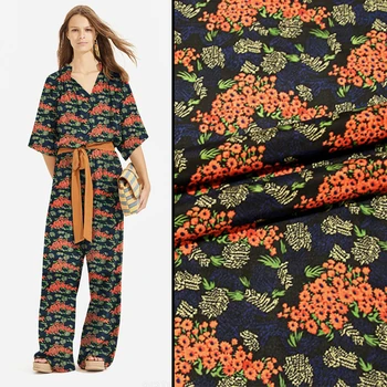 

139cm wide 13mm printing silk crepe de Chine fabric skirt dress summer fashion clothing silk cloth 100% silk printed fabric