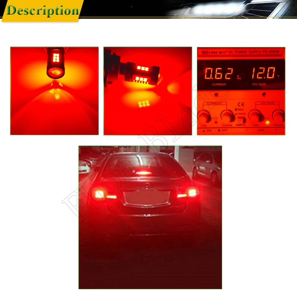 2PCS 1157 BAZ15D P21/4W Canbus Error Free LED Bulbs Super Bright Car Stop  Lights Red