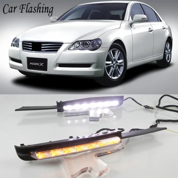 

Car Flashing 1Pair For Toyota MARK X REIZ 2004 2005 2006 2007 2008 2009 LED DRL Daytime Running Light With Turn Lamp Fog Lamp