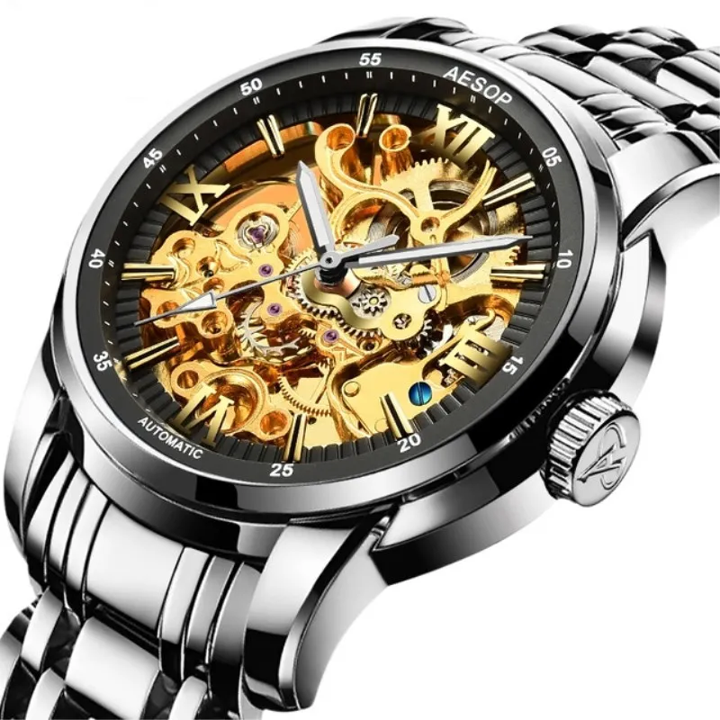 

Sports Men's Hollow Automatic Mechanical Watch Man Army Military Time Clock Luminous Sapphire Crystal Dial Men Wristwatches