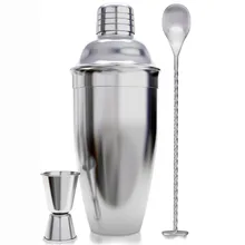 3 шт. шейкер для коктейлей, барный набор, мерный стаканчик и ложка для смешивания, плюс рецепт напитков, буклет, профессиональные инструменты для бара из нержавеющей стали