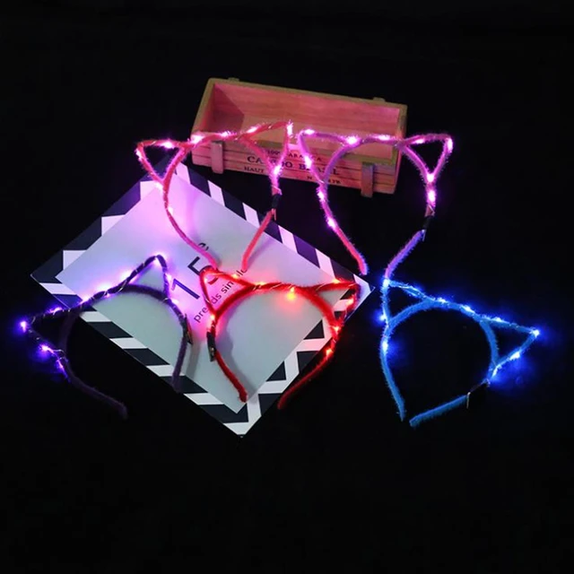 Bandeau lumineux LED en forme d'oreilles de chat, serre-tête brillant dans  le noir, pour