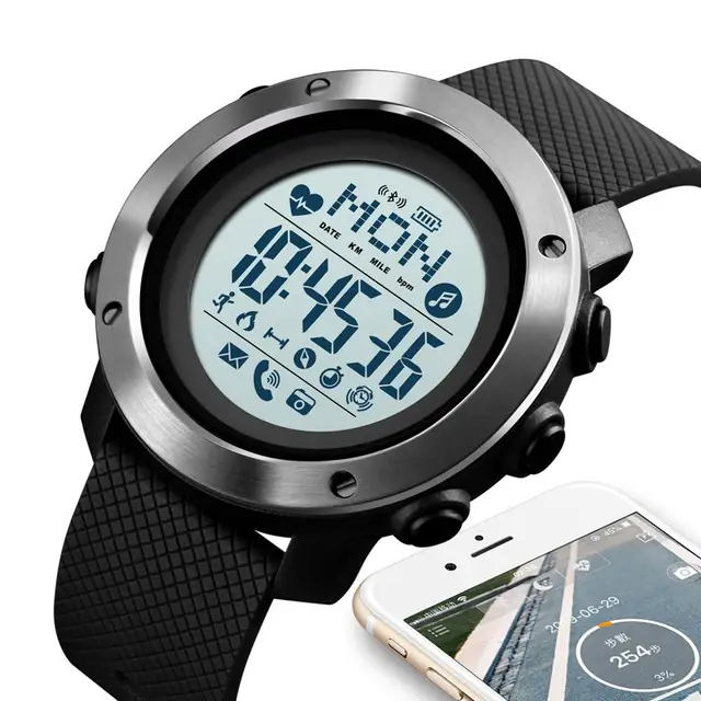 SKMEI-relojes deportivos al aire libre para hombre, pulsera Digital con brújula, Bluetooth, frecuencia cardíaca, Fitness, Masculino 1