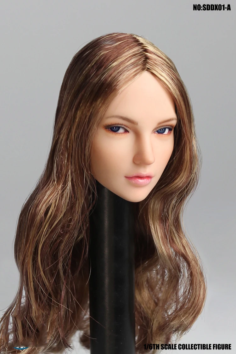 Дешево Коллекционная модель в наличии, модель 1 6 года, красивая Европейская девушка, голова, скульптурная, резная модель для 12 дюймов, бледная кожа, ...