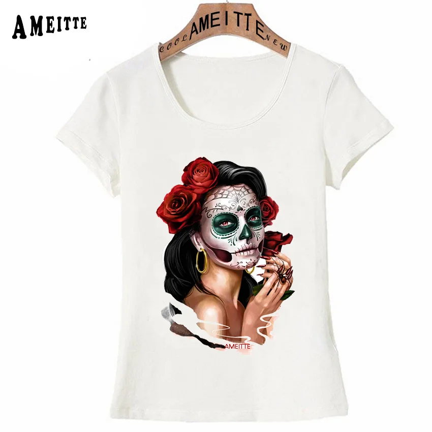 La Calavera Catrina Tattoo-знаменитая икона Мексиканская Футболка модная женская футболка для девочек повседневные футболки летние женские топы