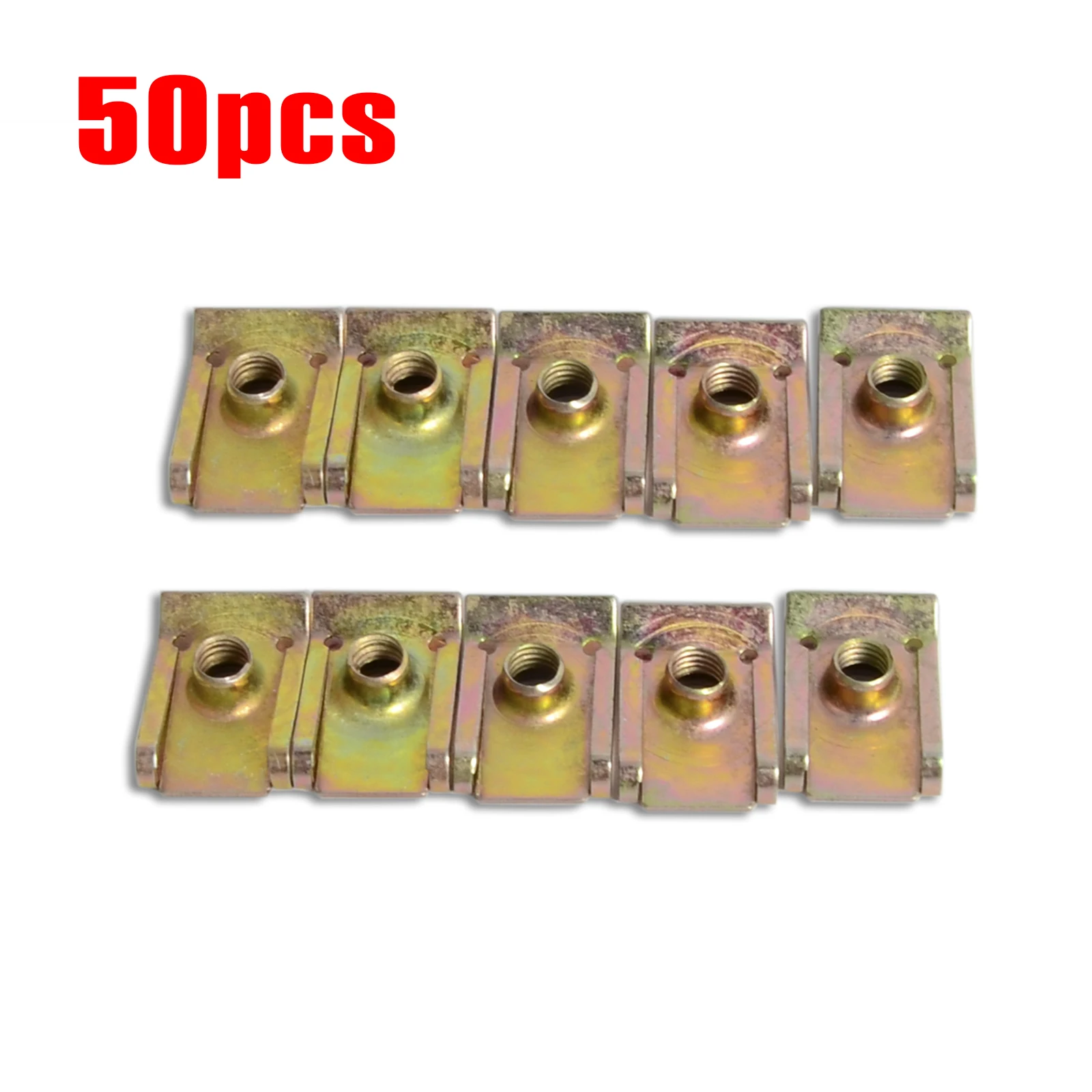 

50 pcs Spring Metal Plate Car Door Panel Fender Screw U-Clips Speed Nuts M6
