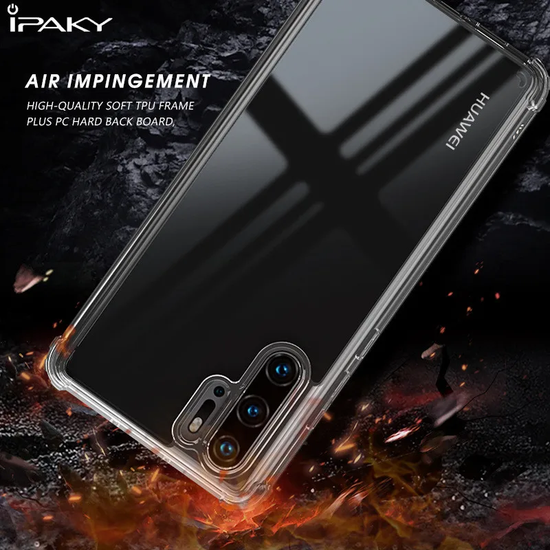 

iPaky For Huawei P30 Pro Case Soft TPU Frame+Hard PC Back Board Transparent Cover Huawei P30 mate 20 pro Cases Protective Shield