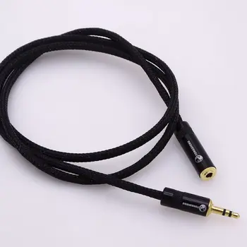 

1Meter Black Nylon Sleeve 4 Cores Copper wire 3.5mm male to 3.5mm female car aux audio cord headphone extension cable