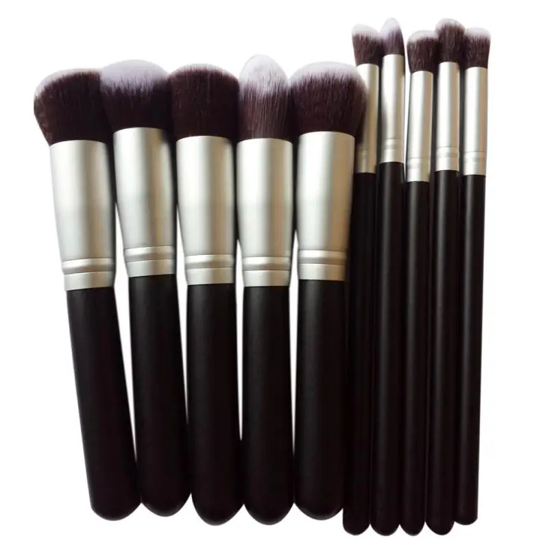 10pc Makeup Brushes Wood handle Foundation makeup brush set