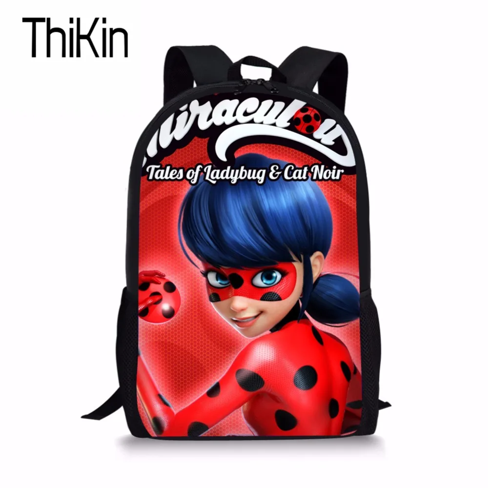 

THIKIN Miraculous Ladybug Printing Backpack Children School Bag Kids Casual Boys Girls Book Bags for Student Mochila Escolar New