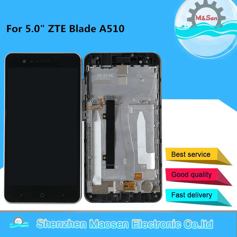 M& Sen для 5," zte Blade A510 ЖК-дисплей с рамкой+ сенсорная панель дигитайзер для zte A510 рамка дисплея в сборе