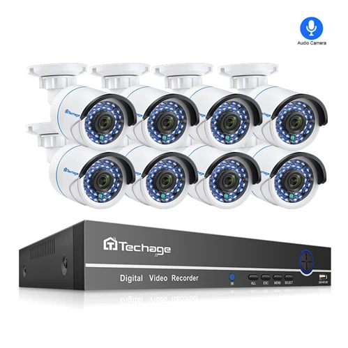 Techage 8CH POE 1080P IP камера CCTV безопасности NVR система 2mp Аудио Звук комплект видеонаблюдения Открытый HD P2P домашний видео комплект 2 ТБ HDD - Цвет: 8CH NVR 8 Cameras