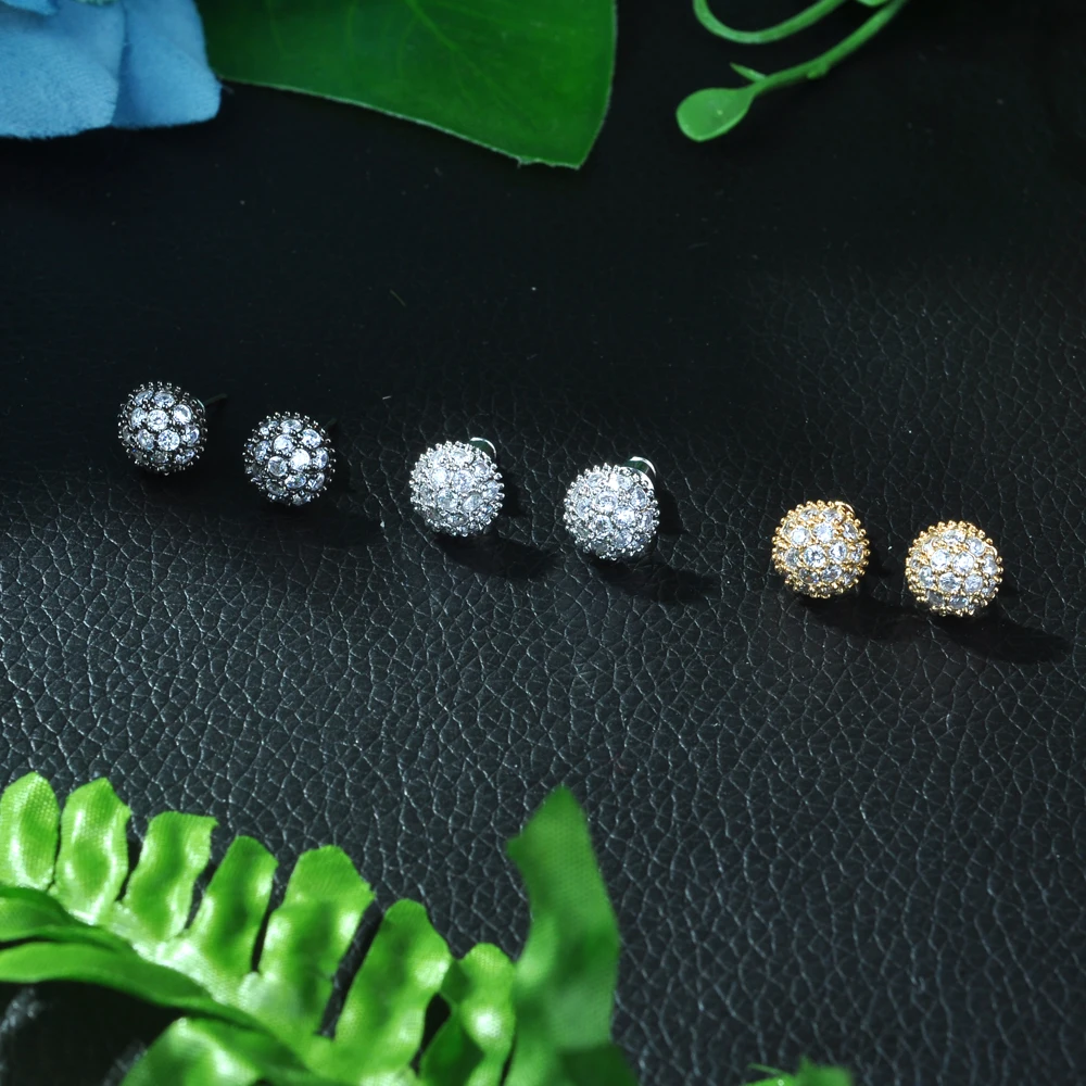 Hiневесты роскошные женские белые круглые CZ серьги-гвоздики модные свадебные ювелирные кристаллы циркониевые серьги для женщин E-24