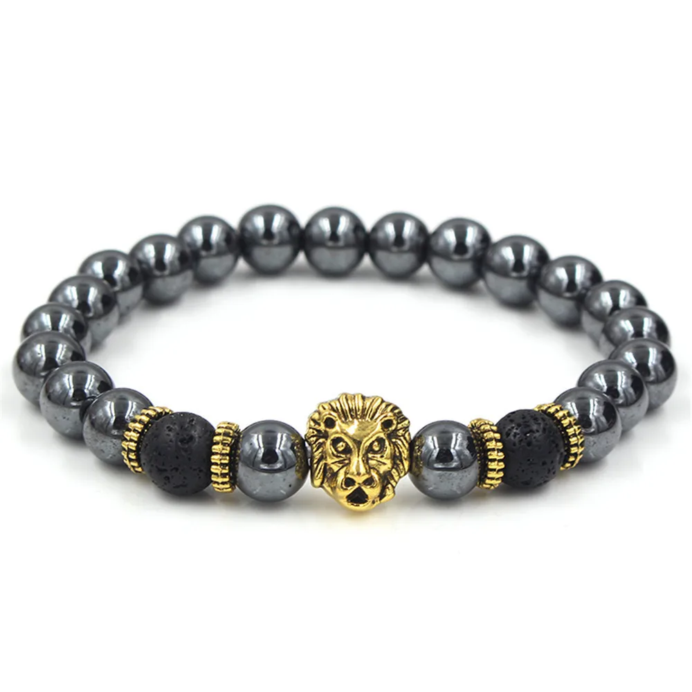 

FAITHEASY Exaggeration Volcano Stone Black Iron Stone 4 Individual Isolation Piece Hand String Large Bracelet Bracelet Male