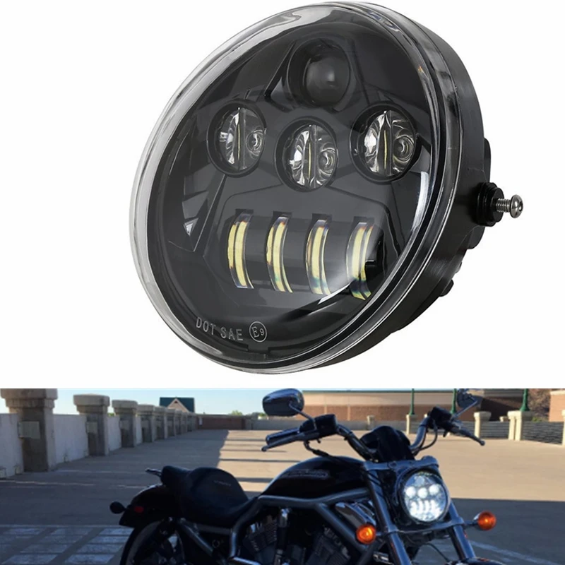 DOT E9 мотоциклетная алюминиевая черная фара для Harley V Rod VRSCA VRSC VRSC/V ROD светодиодный