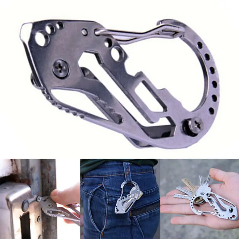 

Hot Men Outdoor Key Holder Screwdriver Wrench Carabiner Quickdraw Keyring Multi Tool New Keychains High Quality Gift