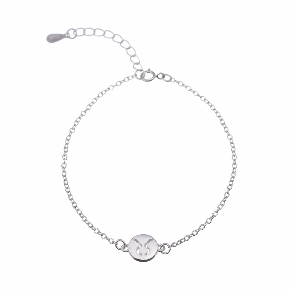 925 Silver Plated Taurus Bracelets Signs 12 Zodiac Constellation Women Charm Bracelet  for Women Wedding Gift