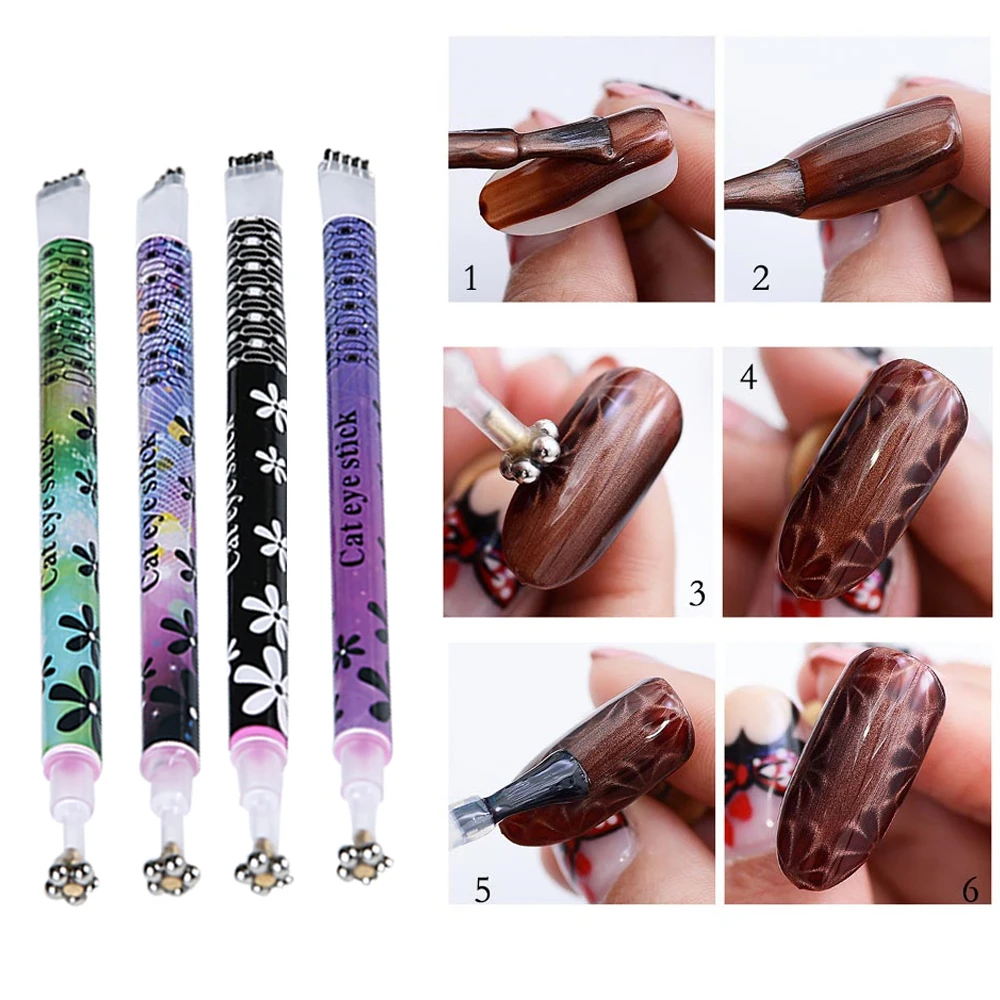 

1pcs Flower Nail Art Magnet Pen for DIY Magic 3D Magnetic Cats Eyes UV Gel Polish Brush Acrylic Tool 4 colors For Choose