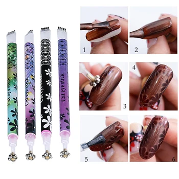 

1pcs Flower Nail Art Magnet Pen for DIY Magic 3D Magnetic Cats Eyes UV Gel Polish Brush Acrylic Tool 4 colors For Choose