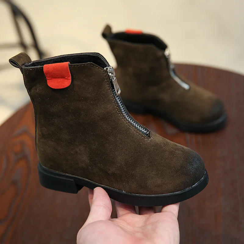 Кожаные ботинки для девочек Chaussure Enfant детские зимняя обувь мальчиков и резиновые