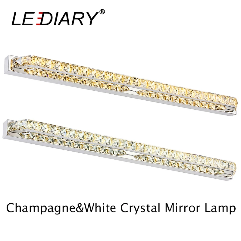 

LEDIARY Modern K9 Crystal 26W 130LED 100cm Sconces LED Wall Lamp 100-240v Mirror Front Light Lamp Bathroom Waterproof Driver