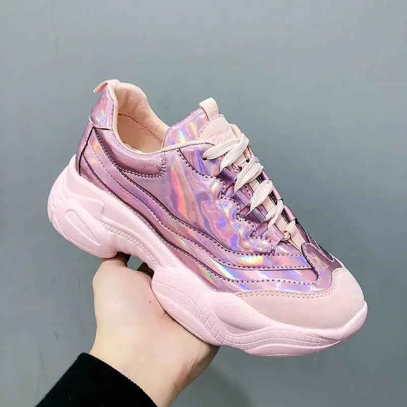 

Bling Bling Women Fashion Sneakers Casual Shoes Woman Platform Wedges Trainers Comfortable High Heels Loafers Ladies Creepers