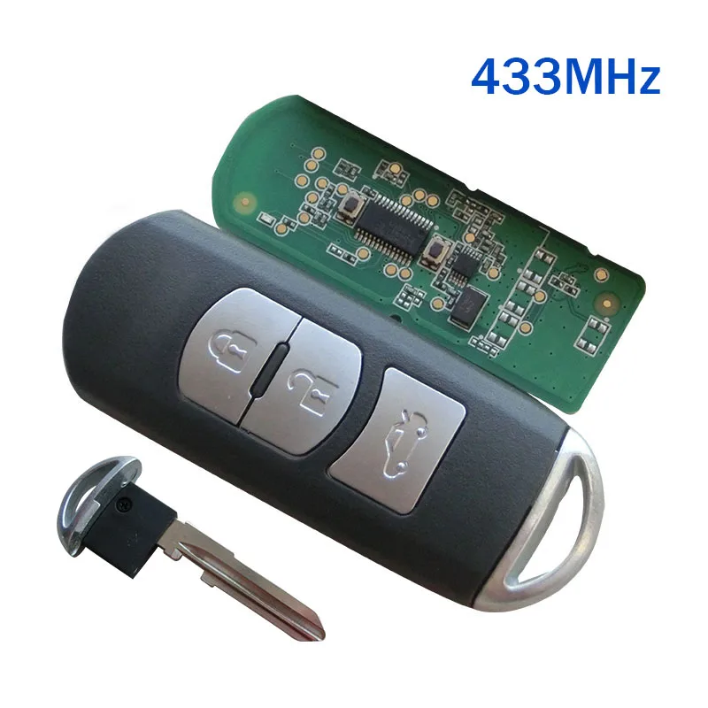 

Replacement New Smart Remote Key Fob 433MHz Fit For Mazda 3 6 CX-4 CX-5 MX-5 SKE13E-01 With Emergency Key