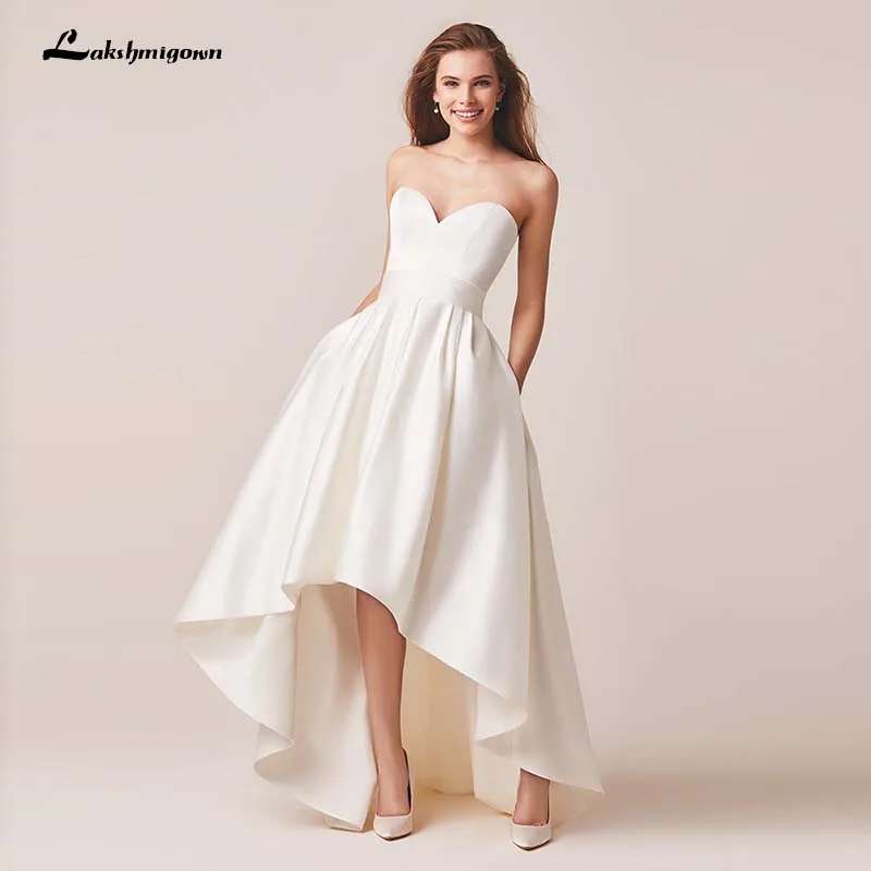 Lakshmigown Ivory Stain High/Low Wedding Dresses with Jacket Floor-Lenth Bridal Gown Party Dresses Vestido De Noiva simple wedding dresses