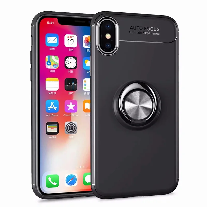 

Car Holder Magnetic Bracket For iPhone11PRO MAX Soft TPU Magnet Finger Ring Stand Shockproof Cover For iPhoneX MAX XR 7 8 6 SPlus Capa