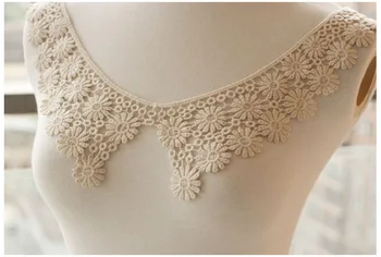 

10pcs Cotton Embroidered Floral Lace Neckline Neck Collar Fabric Trim DIY Embroidery Lace Fabric Applique Sewing Craft