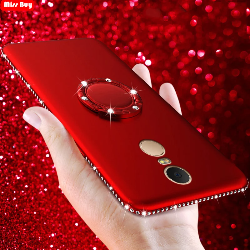 

Bling Diamond Phone Case For Xiaomi Mi 9 8 Lite Redmi Note 4X 4A 4 Note 5 6 7 Pro Fundas + Finger Ring Magnetic Silicone Cover