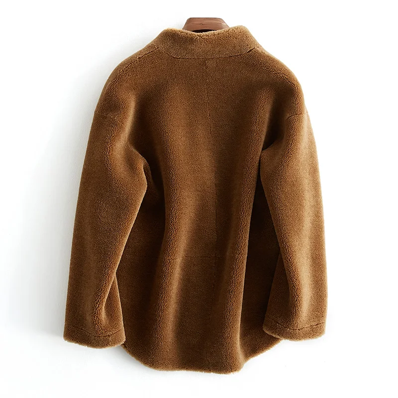 100% Wool Jacket Sheep Shearling Fur Winter Coat Women Clothes 2018 Real Fur Coat Korean Elegant PU Lining Casaco Feminino ZT809