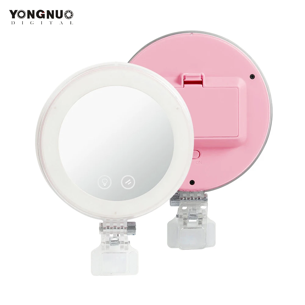

YONGNUO YN-08 Smartphone Mini Ring Light LED Selfie Round Lamp 3200K/5500K Bi-color Temperature+Makeup Mirror for iPhone Huawei