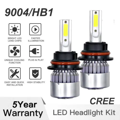 

NITHTEYE Car LED Headlight 9004 HB1 LED Headlight Kit 1300W 195000LM Conversion Light Bulbs White 6000K Car LED Headlamp Bulbs