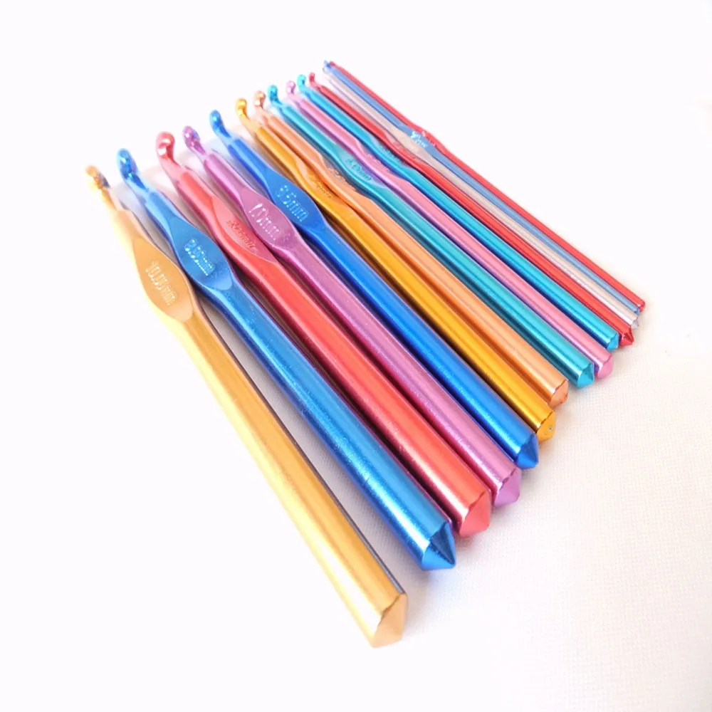 

14pc/set Multi Color Metal Crochet hooks Knitting needles Kits DIY Knitted Tools Needlework Weave Crafts NEEDLE-7383