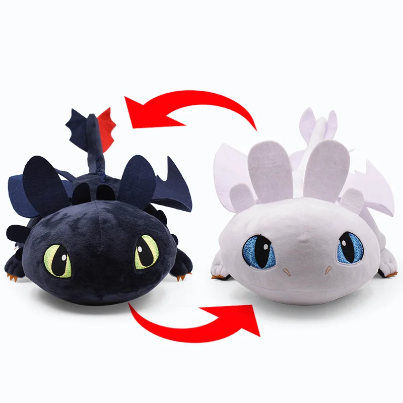 

43cm Night Fury /Light Fury Black and White Two Styles Changeable Body Plush Toy How To Train Your 3 Toothless Stuffed Doll Toys