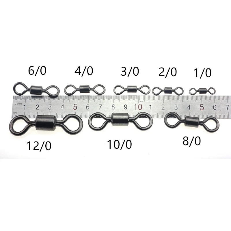 Rompin 12/0-1/0# супер большой размер Rolling Barrel рыболовный поворотный черный никель рыболовный крючок леска соединитель Морская Лодка Рыболовная сталь