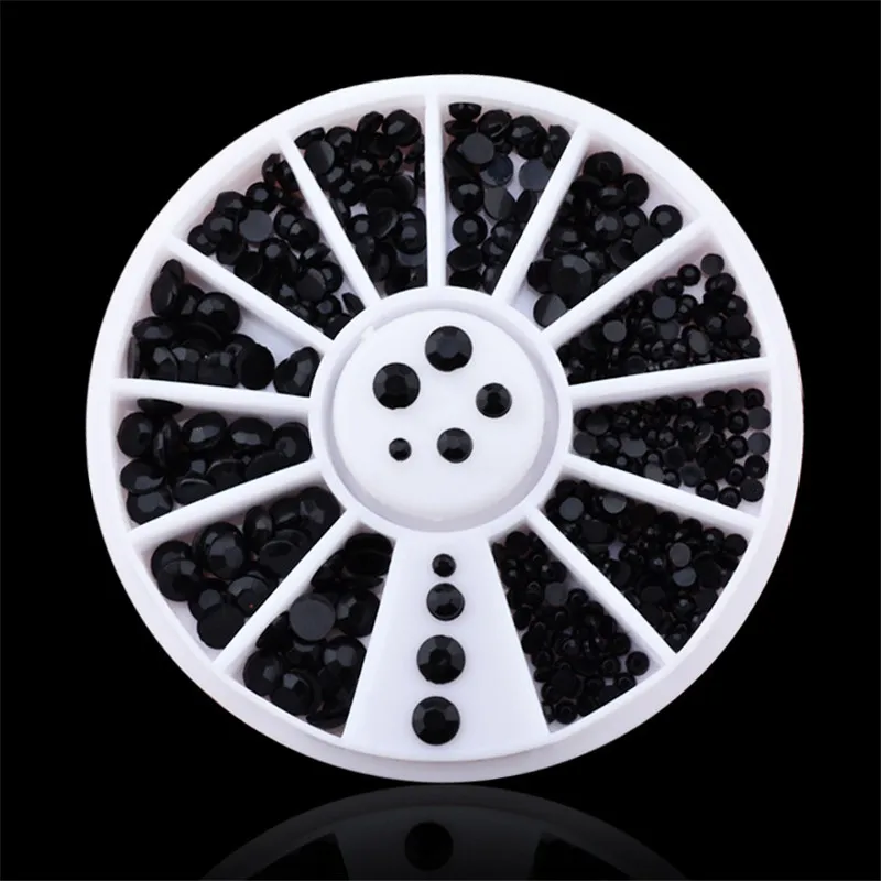 

DIY 3d Nail Art Decorations Black 2mm 3mm Rhinestone Wheel Nail Supplies